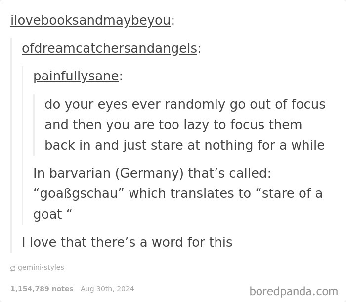 Screenshot of a wholesome meme explaining the Bavarian word "goaßgscha" meaning stare of a goat.