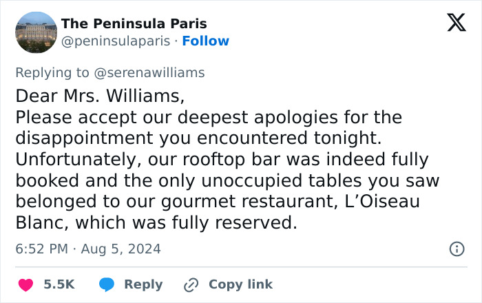 Paris Restaurant Defends Decision To Turn Away Serena Williams And Her Kids Despite Backlash Paris Restaurant Defends Decision To Turn Away Serena Williams And Her Kids Despite Backlash