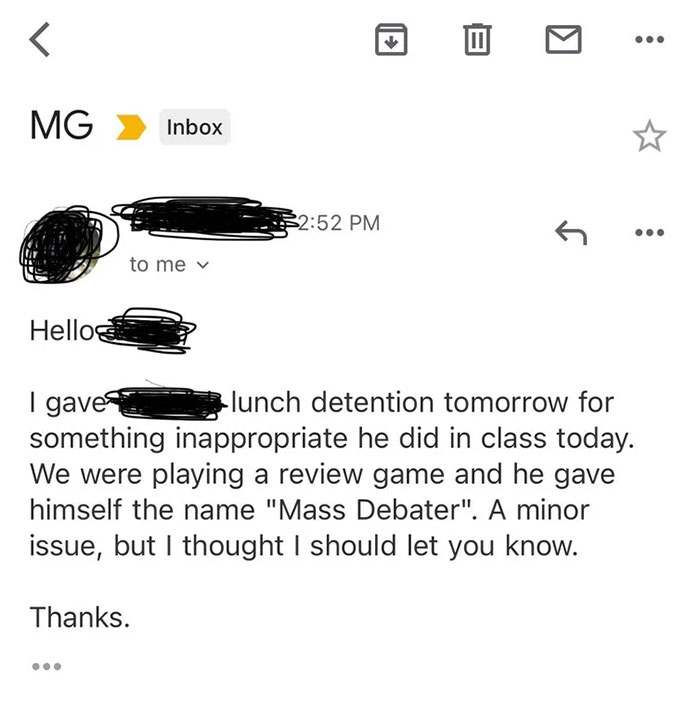 An Email From My 15-Year-Old Son's Teacher That I Received Today