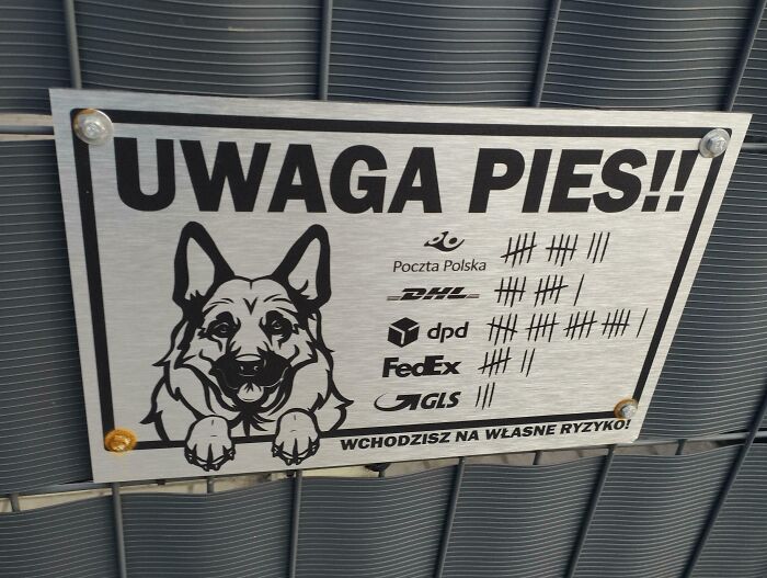 Dog Warning Sign With The Assault Count Of Different Mail Services