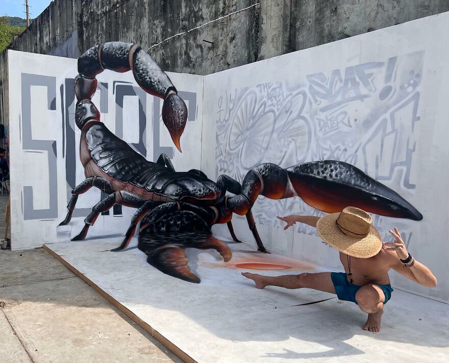 French Street Artist Paints 3D Graffiti And It’s Not For The Faint Of Heart ( New Pics)