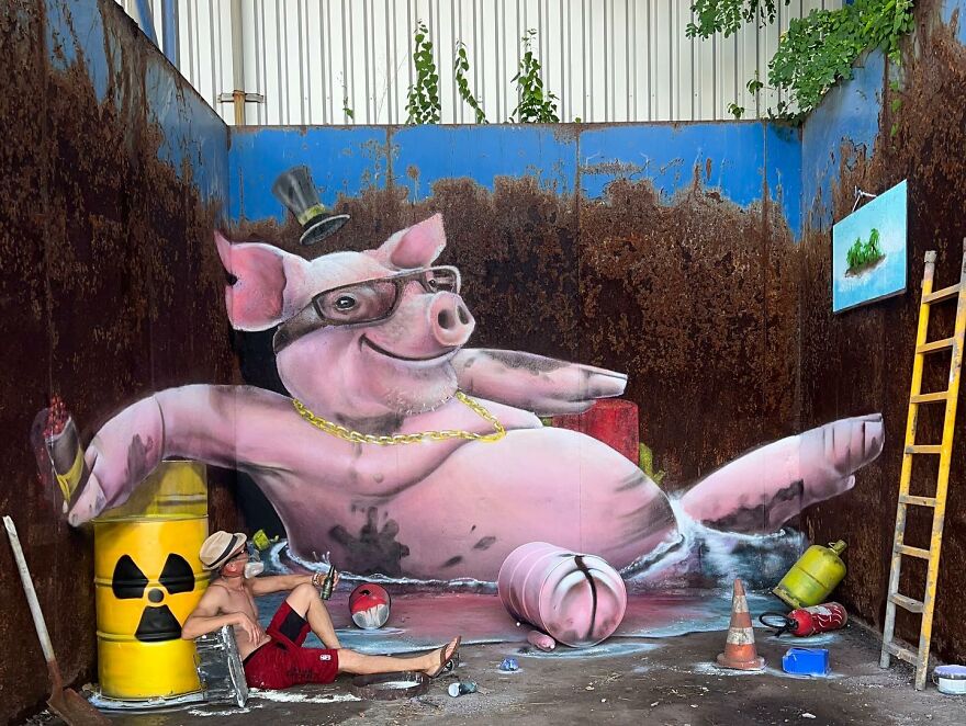 French Street Artist Paints 3D Graffiti And It’s Not For The Faint Of Heart ( New Pics)