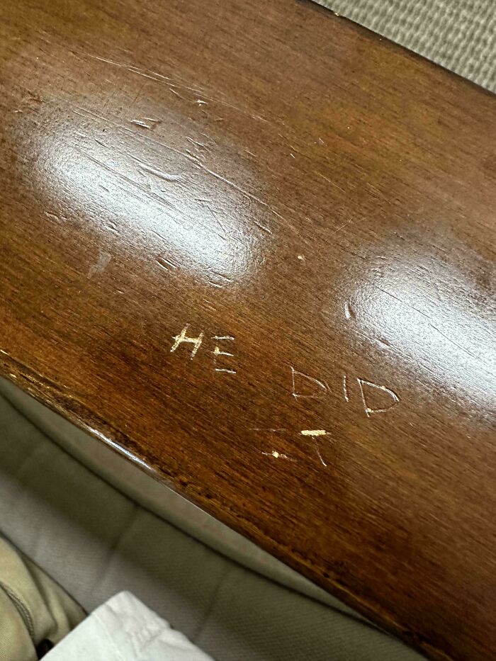 This Message Etched Into The Chair In My Therapist’s Waiting Room