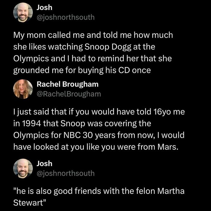 Relatable memes about Snoop Dogg's evolution from rapper to Olympics commentator delight millennials.