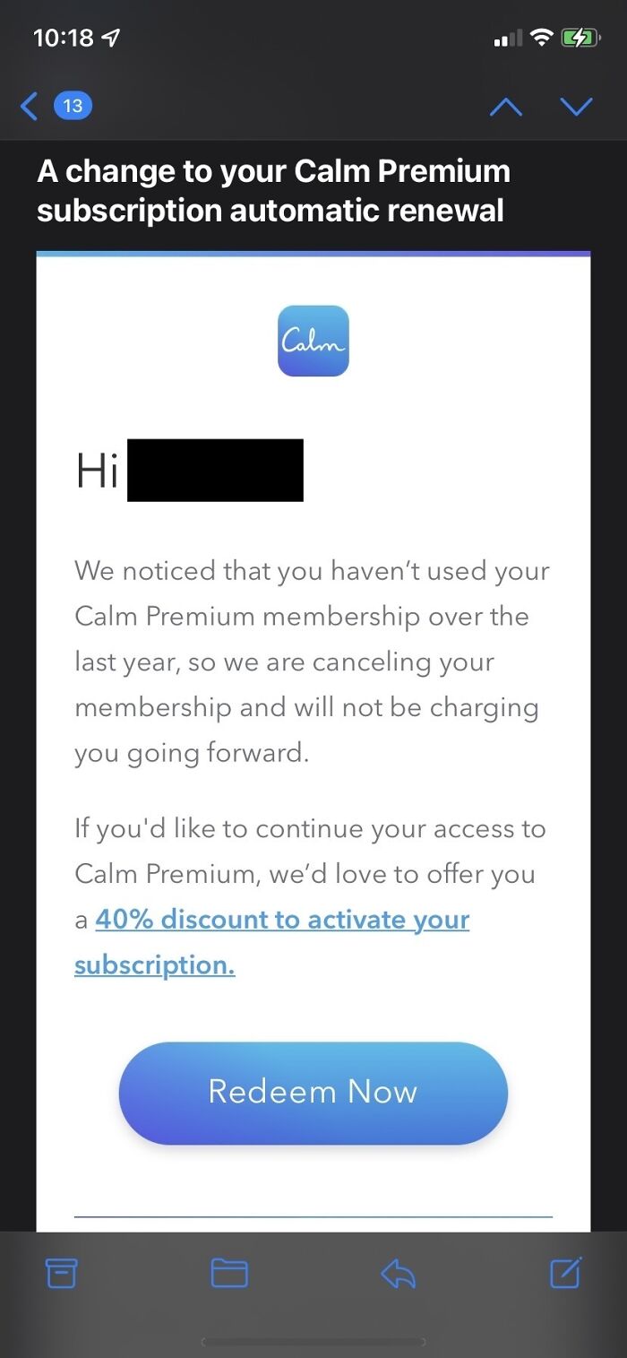 Calm Automatically Cancelling An Unused Subscription
