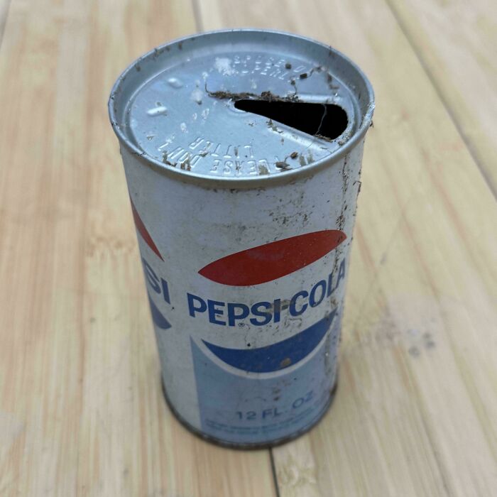Old Pepsi-Cola can with pull tab opener, a nostalgic item reminding you of creaking joints and past decades.