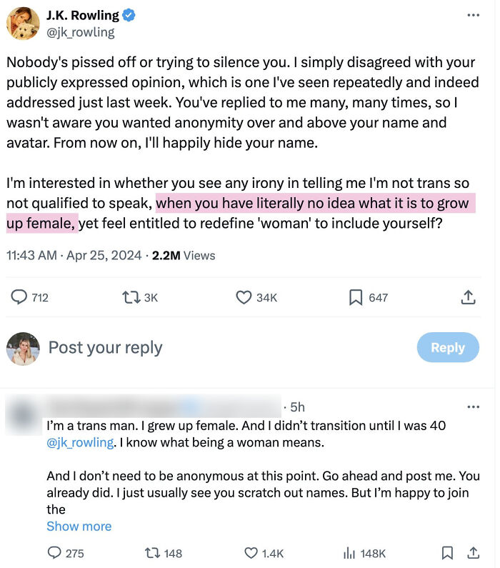 When Transphobia Backfires: Jk Rowling Told This Trans Man He'd Never Be A Real Woman