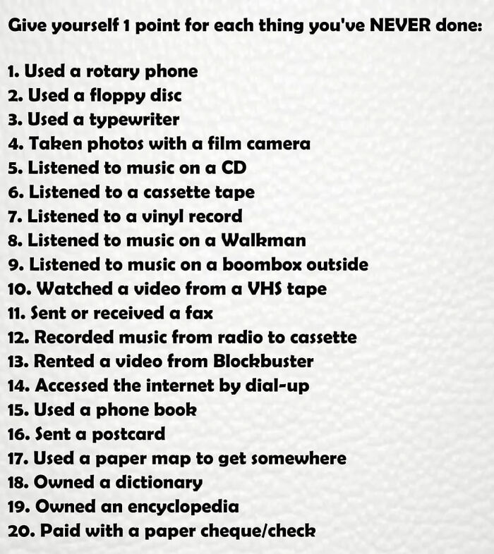 List of 20 nostalgic items that may remind you of your creaking joints in the best way for aging and memory.