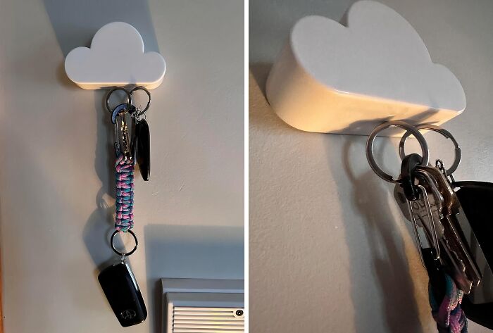 Turn Your Keys Into Wall Art With This Cute White Cloud Magnetic Key Holder That’s Practical And Fun