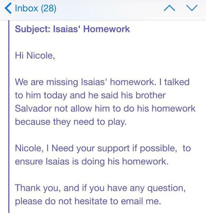 An Email From My Little Brother’s 1st Grade Teacher. I Think He Deserves A Sticker For His Quick Thinking Skills