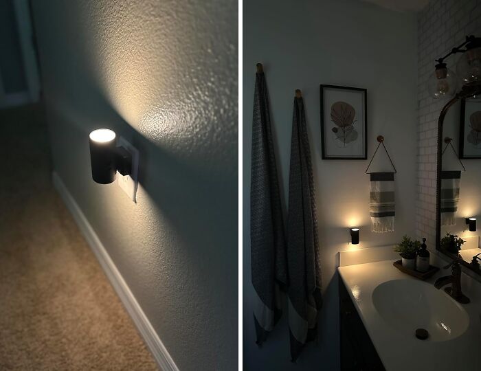 Let This Modern Night Light With Dusk To Dawn Sensor Guide Your Way Through Those Late-Night Bathroom Trips, No More Stubbed Toes!