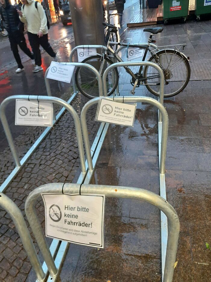 The Signs Say: "Please No Bikes Here"