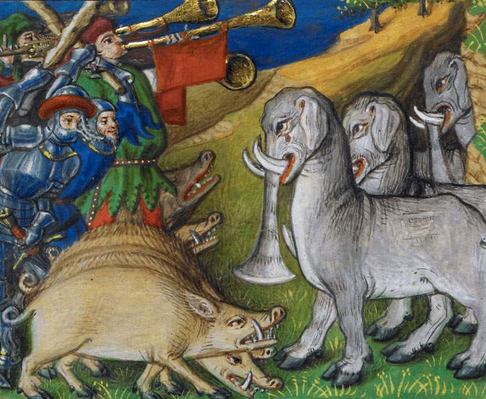 Pigs vs. Elephants, France, 1420-1425
