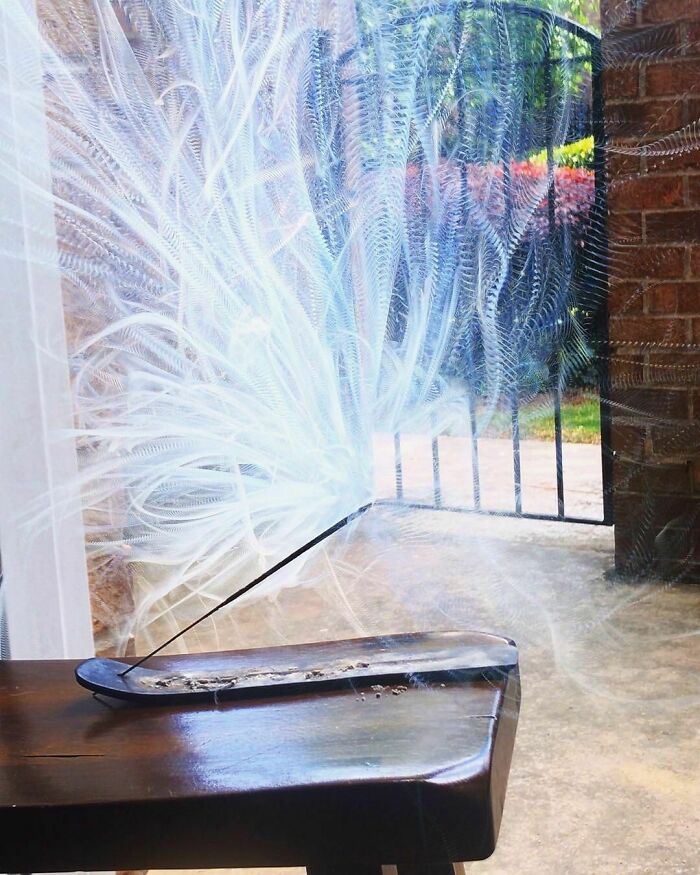 Foto de larga exposición de una varilla de incienso