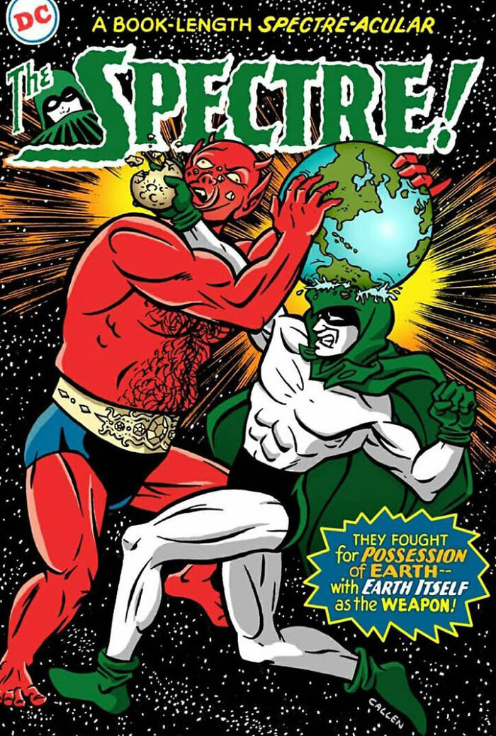 Vintage comic book cover showing two muscular characters fighting, one holding Earth, in a hilarious DC and Marvel makeover style.