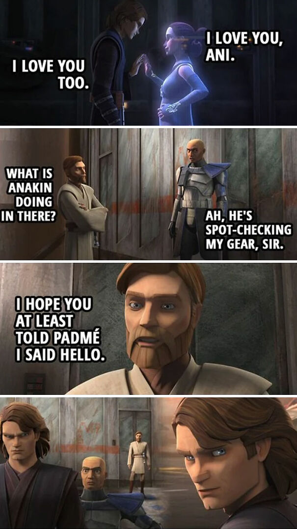 Star Wars meme featuring Anakin and Obi-Wan in a humorous animated scene.