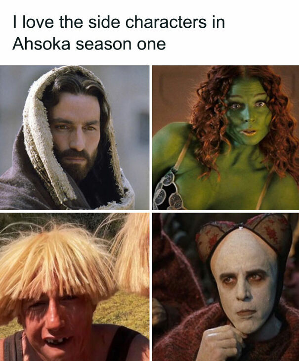 Star Wars side character memes featuring varied characters in Ahsoka season one.