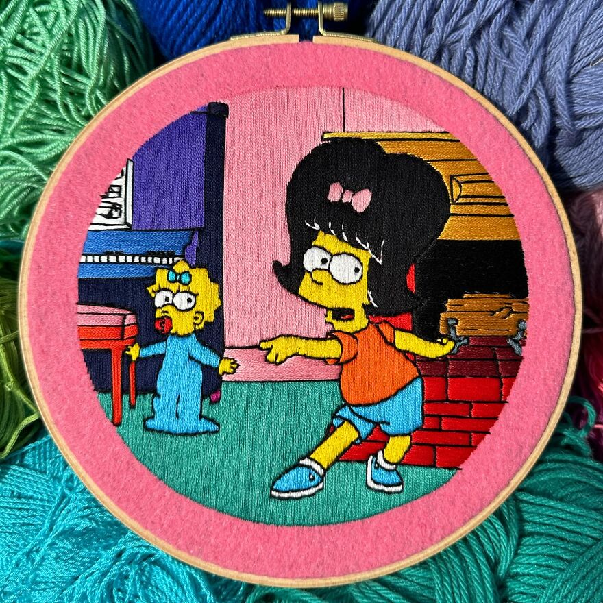 Stitching The Simpsons: How @bazarbartiano Brings Springfield To Life Through Embroidery