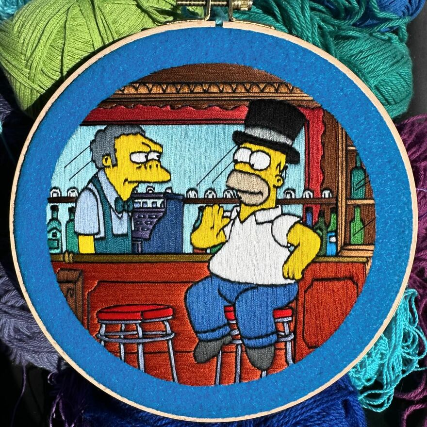 Stitching The Simpsons: How @bazarbartiano Brings Springfield To Life Through Embroidery