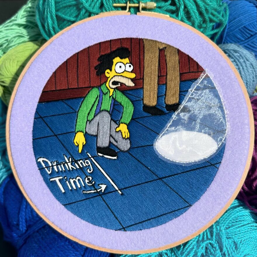 Stitching The Simpsons: How @bazarbartiano Brings Springfield To Life Through Embroidery