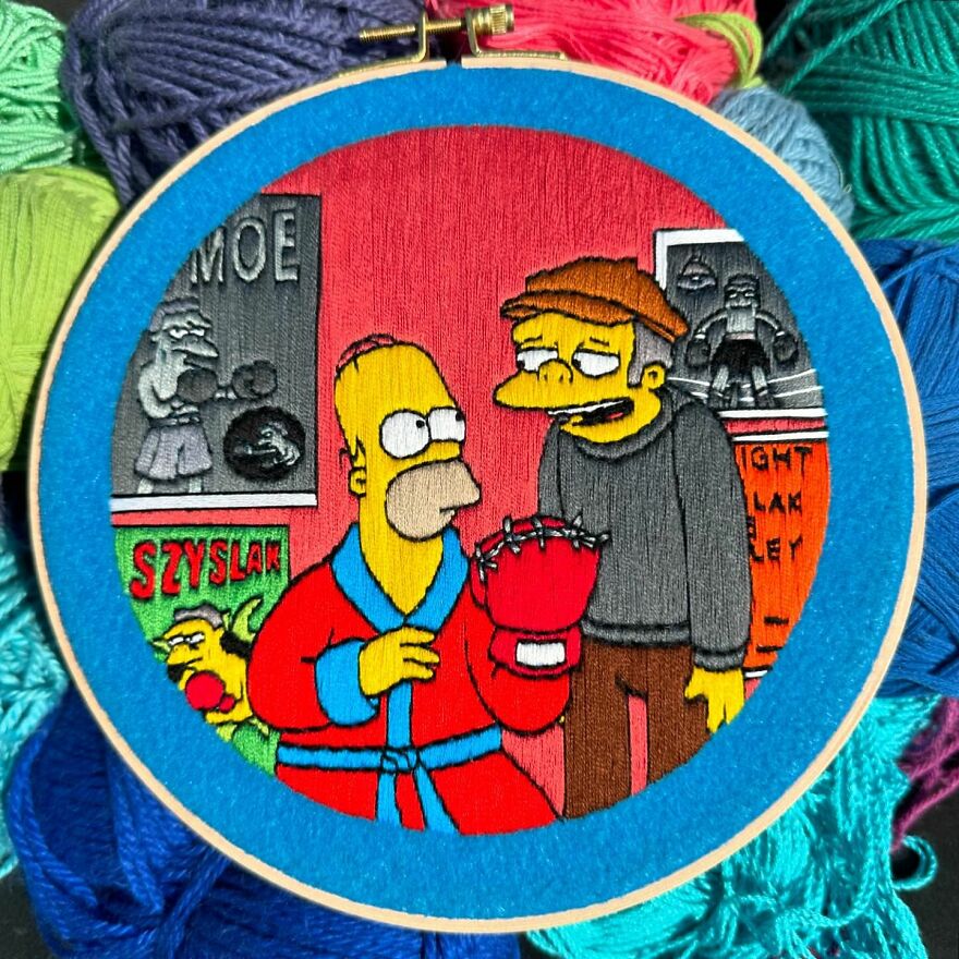 Stitching The Simpsons: How @bazarbartiano Brings Springfield To Life Through Embroidery