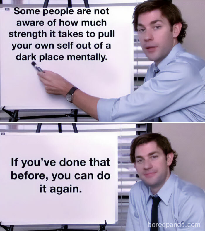 "You can do it" meme from The Office showing resilience messages on a whiteboard.