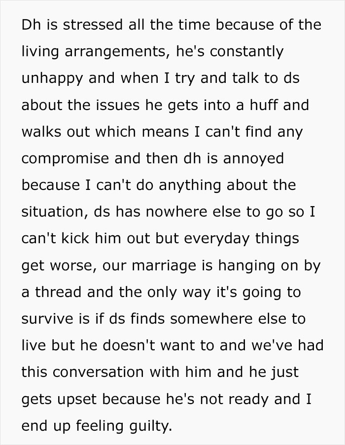 Husband Says Wife&rsquo;s Adult Son Is Ruining Their Marriage, Wants Him Out Of The House, Wife Is Torn