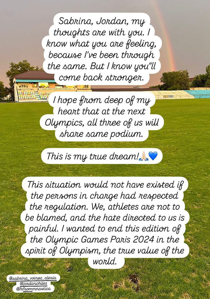 Romanian Gymnast Ana Bărbosu Directly Addresses Jordan Chiles After IOC Strips Her Of Medal