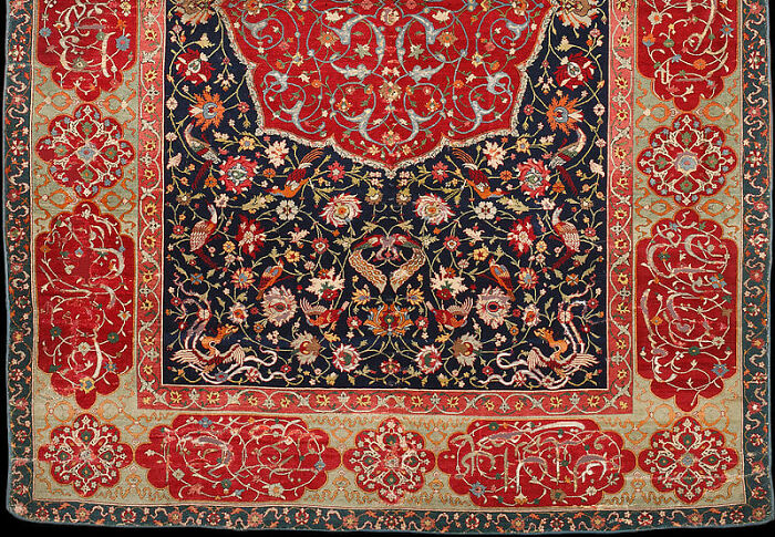 Behold This Exquisite Half Of A “Salting Carpet” From The Safavid Period, Circa 1600. Meticulously Crafted With Wool, Silk, And Metal Thread
