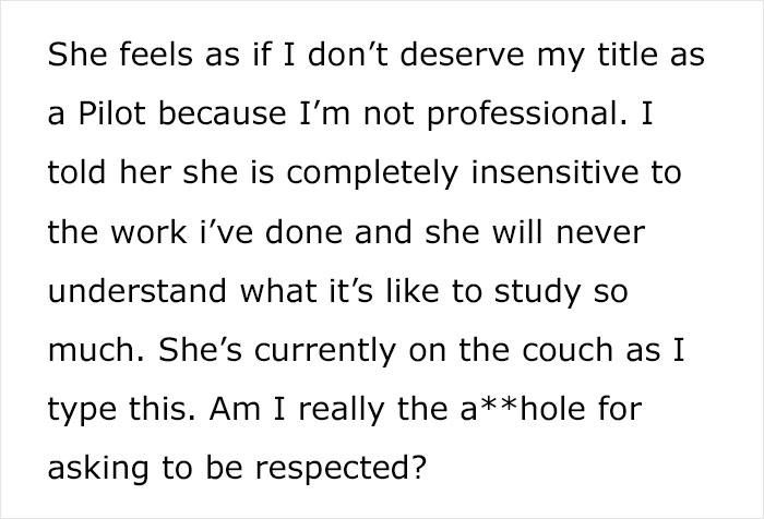 Wife Forced To Sleep On Couch After Refusing To Call Husband A Pilot As He’s Never Flown A Plane Wife Forced To Sleep On Couch After Refusing To Call Husband A Pilot As He’s Never Flown A Plane