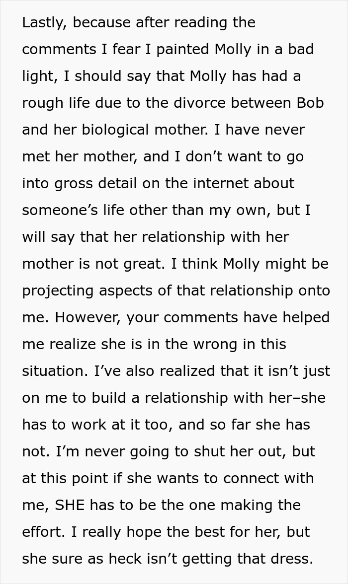 Stepdaughter Insults Woman's Wedding Dress, Creates Drama After She Gives It To Future DIL Stepdaughter Insults Woman's Wedding Dress, Creates Drama After She Gives It To Future DIL