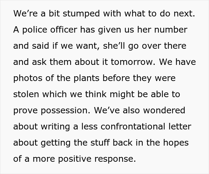 &ldquo;We Called The Police&rdquo;: Newcomer Discovers Her Bench And Plants Displayed In Neighbors&rsquo; Yard