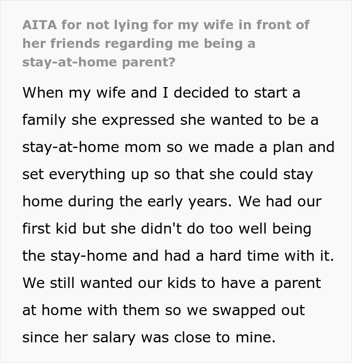 Stay-At-Home-Dad Bashed By Wife And Her Friends After Admitting The Job Is A &ldquo;Cakewalk&rdquo; For Him