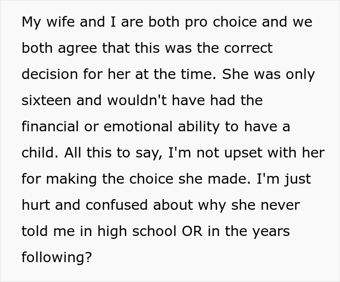 Pro-Choice Man Shocked To Find That Wife Had An Abortion When They Dated In High School