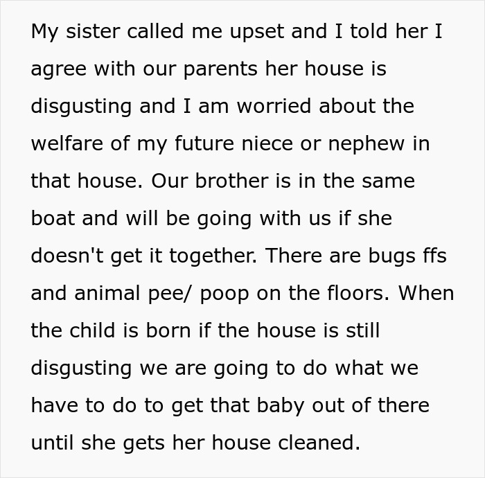 Family Threatens Pregnant Sister With Custody Of The Baby Because Of Her “Zoo-Like”, Filthy Home Family Threatens Pregnant Sister With Custody Of The Baby Because Of Her “Zoo-Like”, Filthy Home