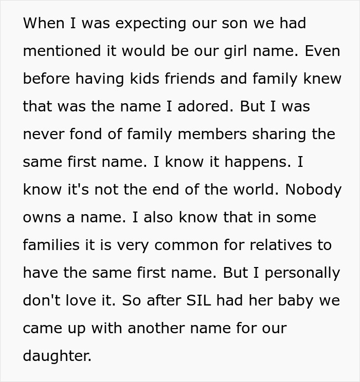 Woman’s Dream Baby Name Gets Lifted By SIL So She Just Picks Another One To SIL’s Rage And Dismay Woman’s Dream Baby Name Gets Lifted By SIL So She Just Picks Another One To SIL’s Rage And Dismay