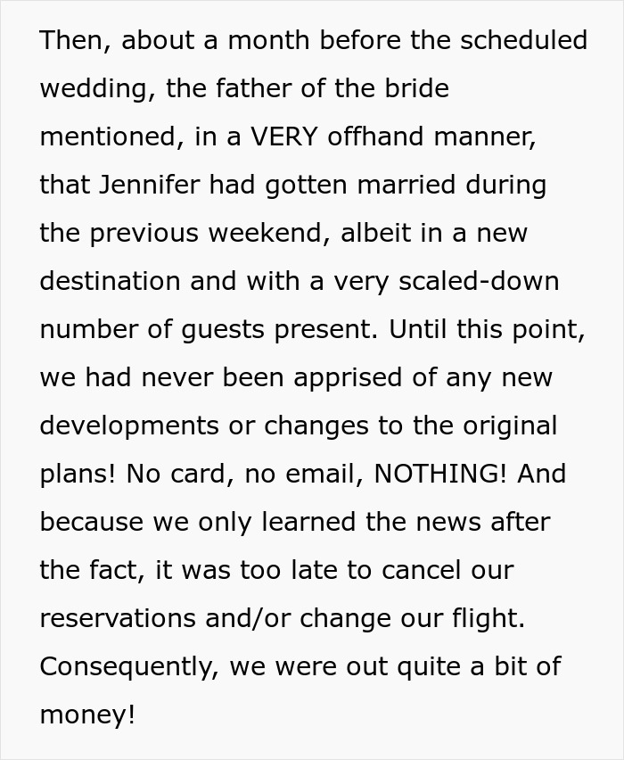 Bride Doesn&rsquo;t Bother To Inform Destination Wedding Guests About Change Of Plans, Aunt Is Furious