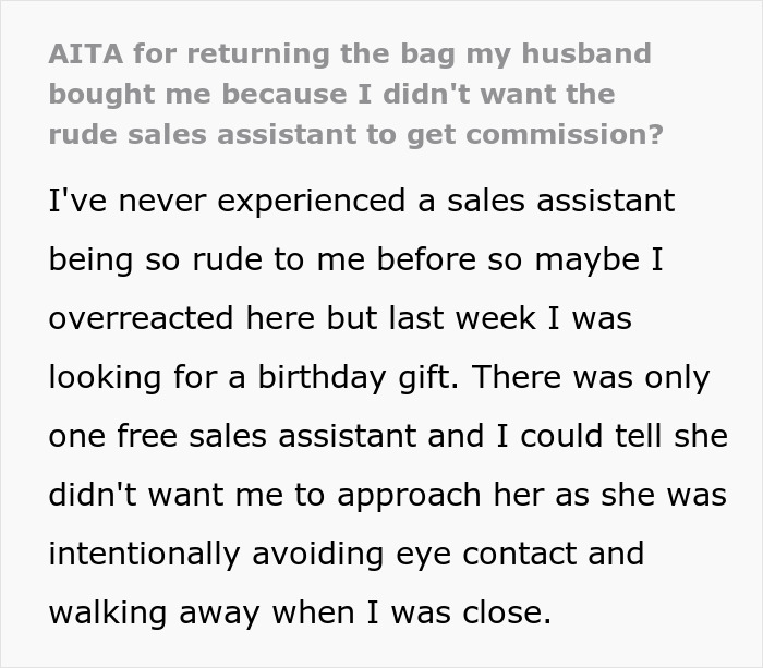 Wife Has A ‘Pretty Woman’ Moment, Returns Hubby’s Gifted Bag To Spite Rude Sales Assistant Wife Has A ‘Pretty Woman’ Moment, Returns Hubby’s Gifted Bag To Spite Rude Sales Assistant