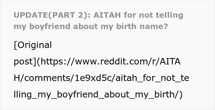 Lady Changes Birth Name At 22 To Forget The Past, BF Finds Out And Starts Using It, She Dumps Him Lady Changes Birth Name At 22 To Forget The Past, BF Finds Out And Starts Using It, She Dumps Him