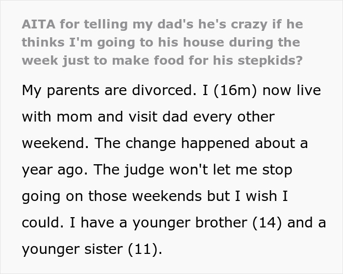 Entitled Dad Demands Bio Son Start Cooking For His Stepchildren, Gets Livid As Mom Supports Kid