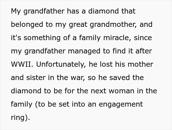 Bride-To-Be Wants Stepsister&rsquo;s Heirloom Diamond For Engagement Ring, But Grandpa Says &ldquo;No Way&rdquo;