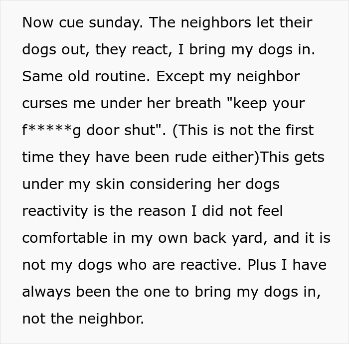 Bad Neighbors Scream At Lady For Using Her Own Yard Due To Their Reactive Dogs, She Gets Revenge Bad Neighbors Scream At Lady For Using Her Own Yard Due To Their Reactive Dogs, She Gets Revenge