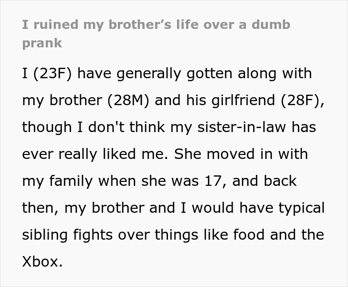 Woman's Birthday Leads To The End Of Brother's Relationship After SIL Plays Horrible Revenge Prank Woman's Birthday Leads To The End Of Brother's Relationship After SIL Plays Horrible Revenge Prank