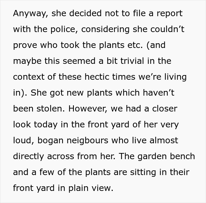&ldquo;We Called The Police&rdquo;: Newcomer Discovers Her Bench And Plants Displayed In Neighbors&rsquo; Yard