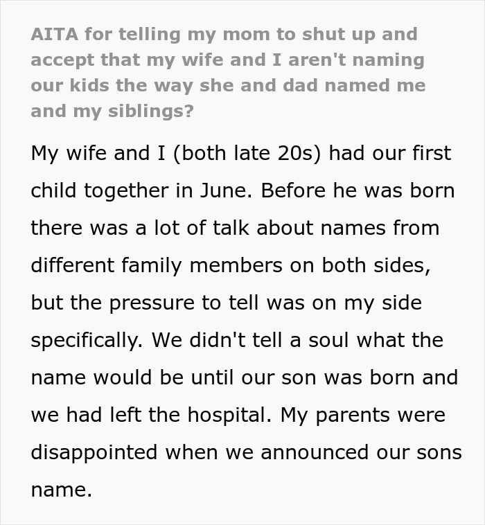 New Dad Shuts Up Rude Grandma Throwing Huge Fit Over Newborn's ‘Ugly’ Name, Seeks Support Online New Dad Shuts Up Rude Grandma Throwing Huge Fit Over Newborn's ‘Ugly’ Name, Seeks Support Online