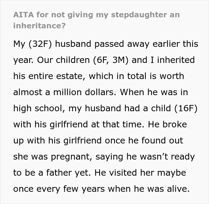 Woman Refuses To Give Her 'Stepdaughter' A Cut Of The Inheritance, Asks The Net For A Verdict