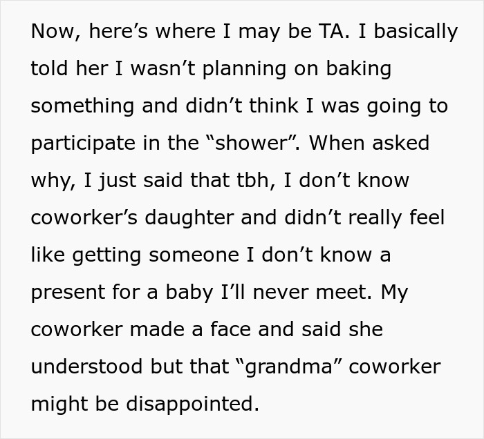 &ldquo;I Feel Like I Am Right&rdquo;: Woman Asks If She&rsquo;s A Jerk To Boycott &ldquo;Grandma Shower&rdquo; At Work