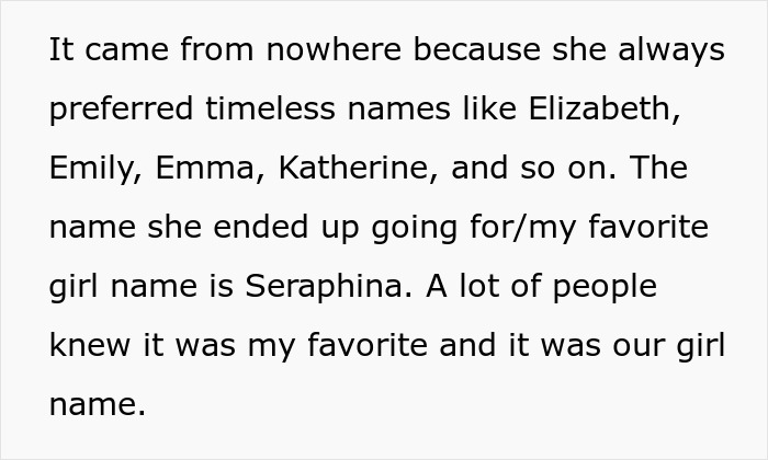 Woman’s Dream Baby Name Gets Lifted By SIL So She Just Picks Another One To SIL’s Rage And Dismay Woman’s Dream Baby Name Gets Lifted By SIL So She Just Picks Another One To SIL’s Rage And Dismay