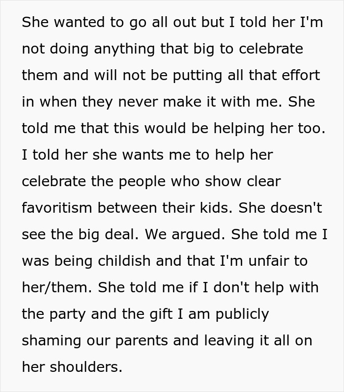 Woman Rejects Sister&rsquo;s Request To Help With Parents&rsquo; Anniversary After Years Of &lsquo;Favoritism&rsquo;