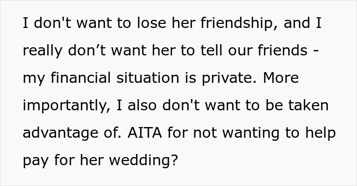 Woman Called &ldquo;Selfish&rdquo; For Refusing To Help Fund Friend&rsquo;s Wedding, People Agree With The Bride